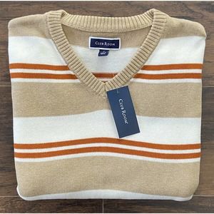 Club Room Tan and Orange Striped Sweater